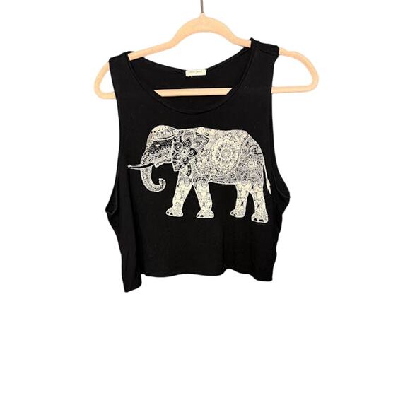 Bear Dance Cropped Tank Women's Size Medium Elephant Geometric Boho Festival - Picture 1 of 7